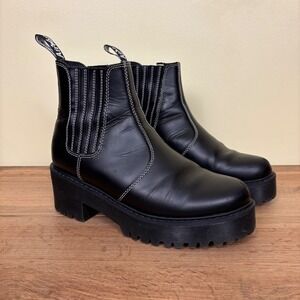 DR. MARTENS Rometty CS Leather Boots Black Atlas Women Size 9 Platform Chunky